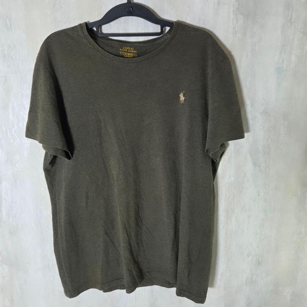 Polo Ralph Lauren Shirt Mens Large Gray Custom Fit Logo Crew Neck Tee Top